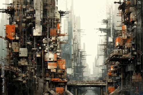 A decaying metropolis depicted through sketch art, perfect for artistic inspiration. Generative AI