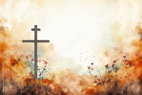 Christian-themed watercolor background for All Saints Day. Generative AI photo