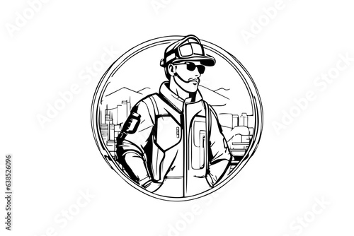 technician logo is observing the auxiliary workers