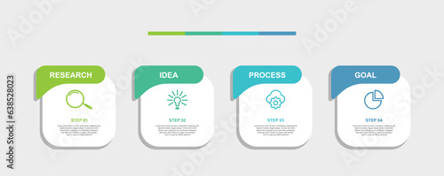 Vector infographic design template with 4 options or steps in simple minimalist style