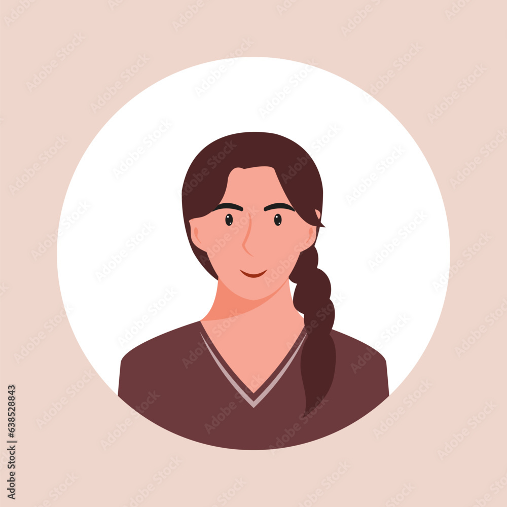 Circle the avatar with the portrait women of various races and hairstyles. Collection of user profiles. Round icon with happy smiling human. Colorful flat vector illustration. Circle the avatar with the portrait women of various races and hairstyles. Collection of user profiles. Round icon with happy smiling human. Colorful flat vector illustration.
