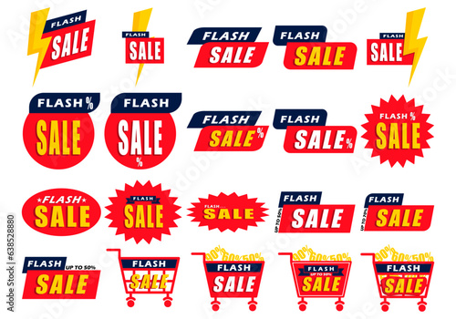 Set vector flash sale modern banner promotional