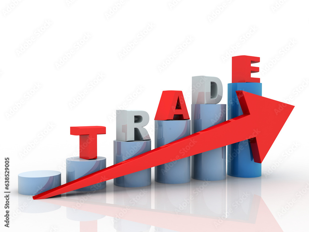 3d rendering Stock market online business concept. business Graph 