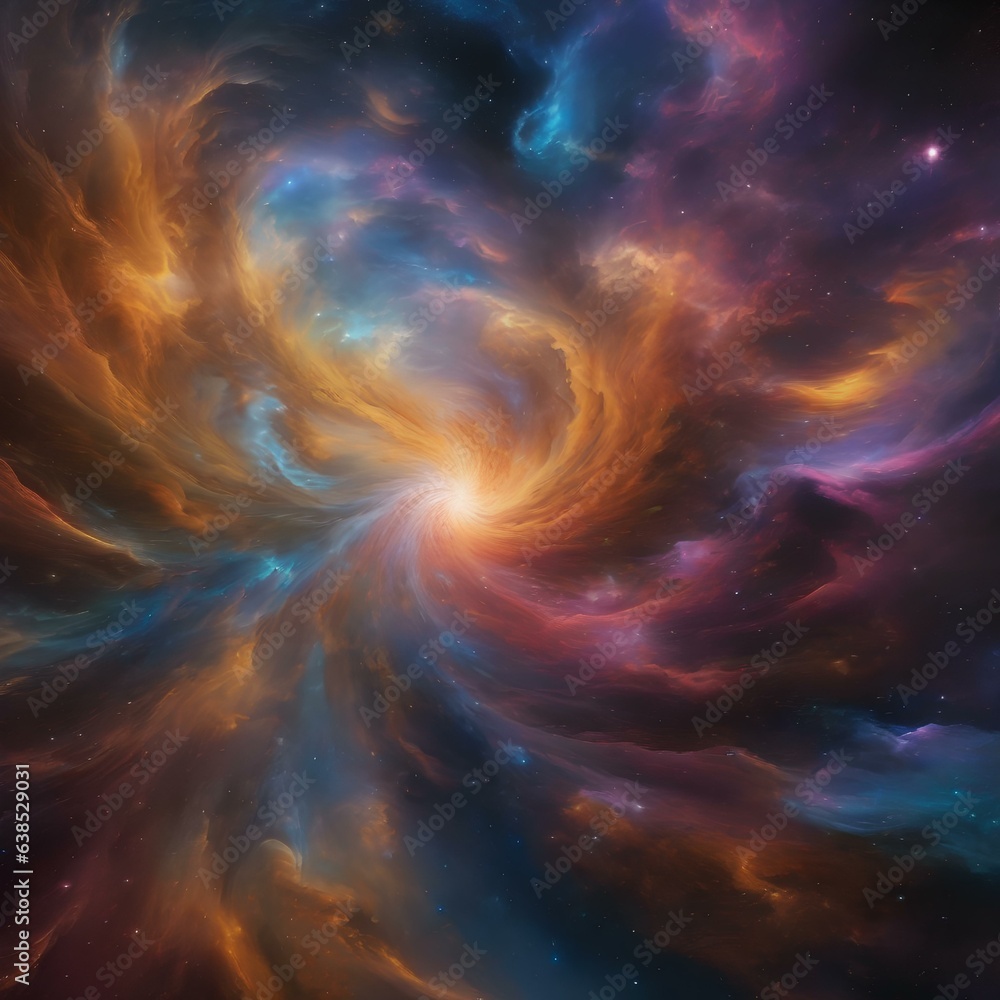 A cosmic ballet of elemental spirits dancing amidst the swirling colors of a supernova2 - obrazy, fototapety, plakaty 