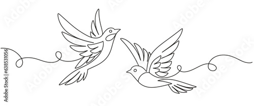 One continuous single line of two romantic loving bird