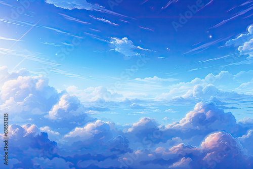 Blue sky background with white clouds. Vector illustration