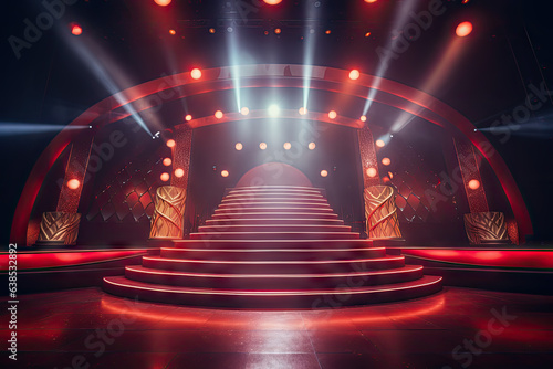  Stage podium with lighting, Stage Podium Scene with for Award