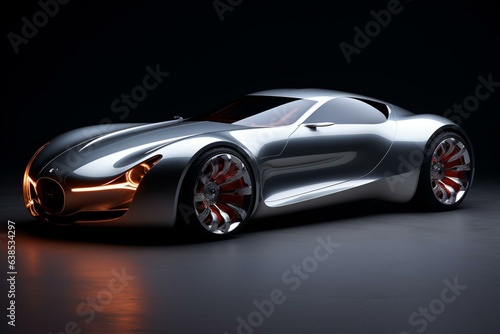 Design of a sports car body made of aluminum. Generative AI