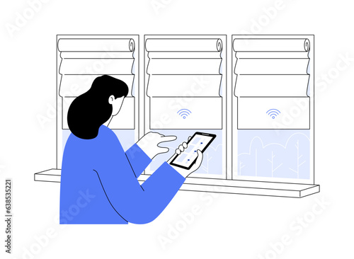 Smart window coverings abstract concept vector illustration.