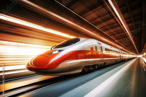 blurred bullet train speeding. Generative AI