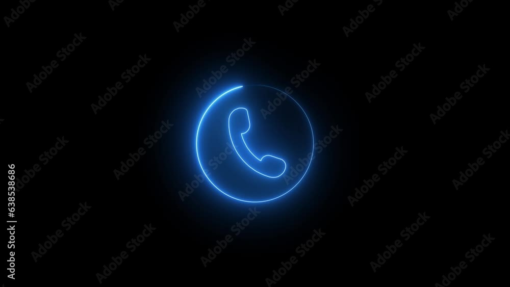 neon blue call icon animation neon blue call icon animation