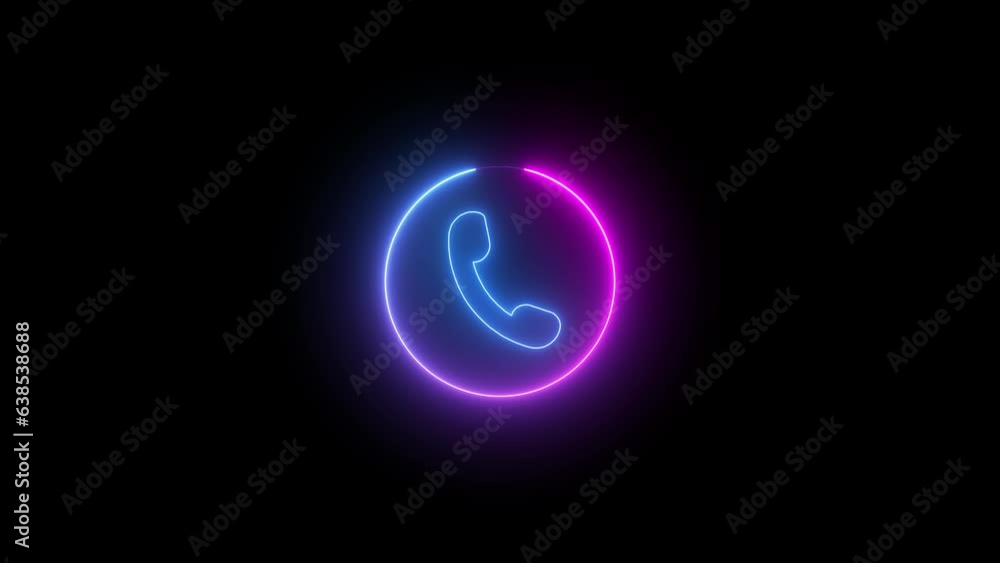 neon blue call icon animation neon blue call icon animation