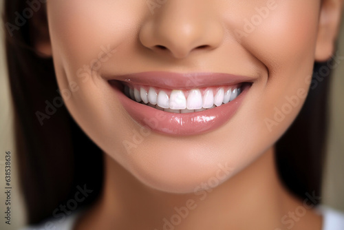 Closeup of Beautiful Smiling Woman with White Teeth