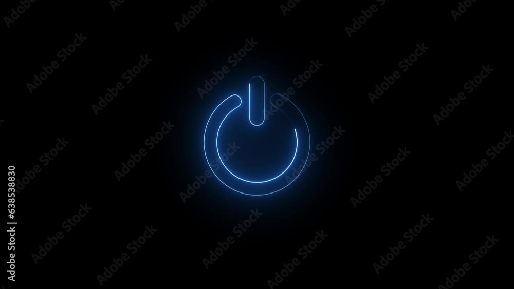 Glowing neon line Power button icon isolated on black background. Start sign. Video motion graphic Glowing neon line Power button icon isolated on black background. Start sign. Video motion graphic