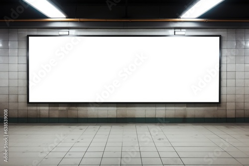Subway Empty Billboard . copy space photojournalism. Generative AI © Dusit