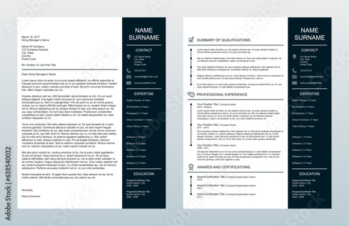 Minimalist Creative Cover Letter And One Page Resume/CV Template v2
