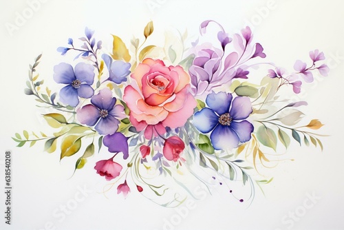 Beautiful watercolor floral design. Generative AI © Calantha