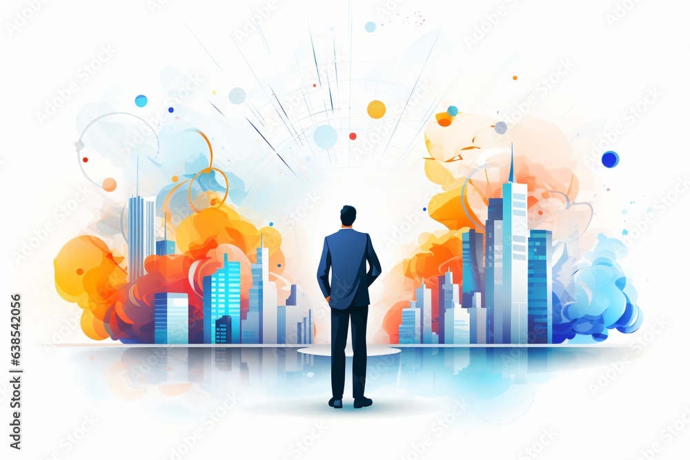 Business illustration of a visionary man gazing far into the future Business illustration of a visionary man gazing far into the future