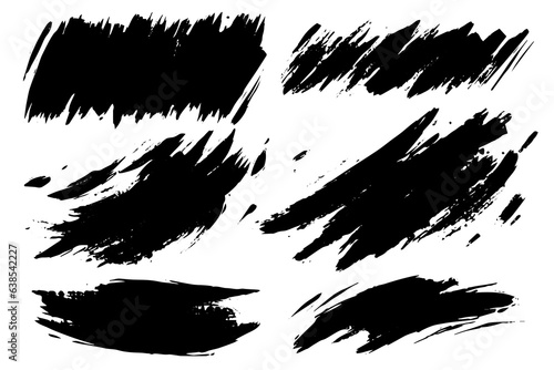 Paint brush. Black ink grunge brush strokes. Vector paintbrush set. Grunge design elements. Painted ink stripes.