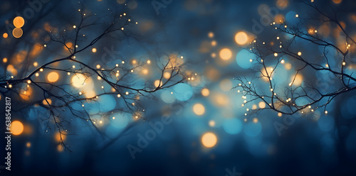 Christmas winter nights lights on blue background