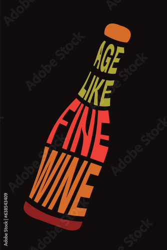 Drink , funny wine, alcohol, drinking design Trendy style hipster vector illustration, typographic poster with bottle of wine and a glass silhouette and quote. In vino veritas. Vintage t-shirt