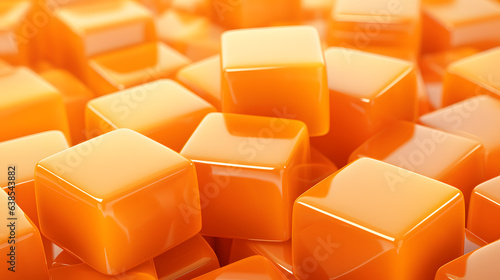 Salted caramel squares of orange color