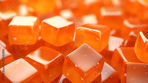 Salted caramel squares of orange color