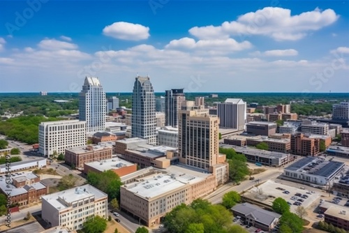 Aerial view of Raleigh downtown skyline in North Carolina, USA. Generative AI