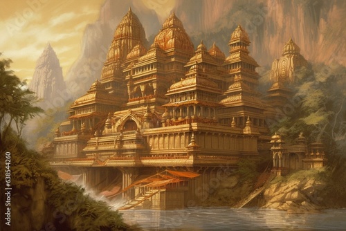 An image depicting Indraprasta, the magnificent palace of illusions in the Indian Hindu epic Mahabharat. Generative AI