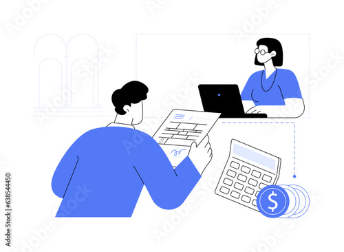 Paying fine in person abstract concept vector illustration.