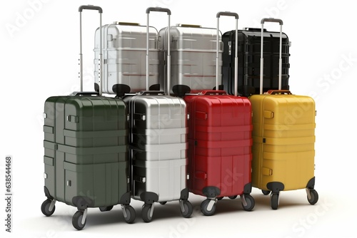 Suitcases on trolley isolated, white background. 3D. Generative AI