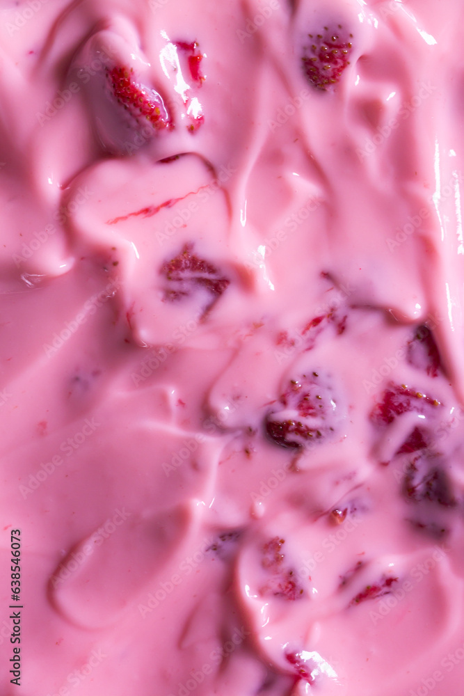 Texture: Pink Strawberry Yogurt,Texture surface of ice cream. Background of strawberry ice cream close-up. Banner Texture: Pink Strawberry Yogurt,Texture surface of ice cream. Background of strawberry ice cream close-up. Banner