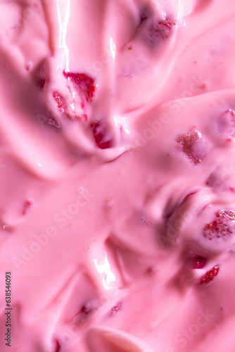 Texture: Pink Strawberry Yogurt,Texture surface of ice cream. Background of strawberry ice cream close-up. Banner