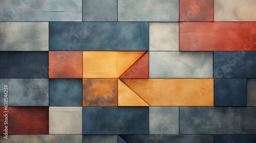squares and brick tile pattern background, in the style of dan matutina, beige and aquamarine, retro