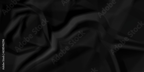 Black silk crumple black paper wrinkled poster template ,blank glued creased paper texture background. black paper crumled backdrop background. used for cardboard and clarkboard.