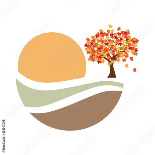colorful autumn maple tree, vector