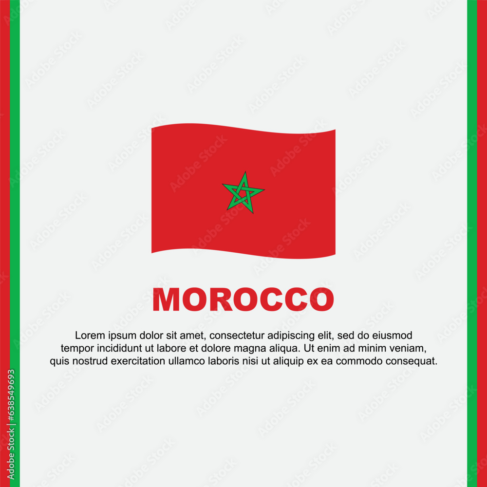 Morocco Flag Background Design Template. Morocco Independence Day Banner Social Media Post. Morocco Cartoon