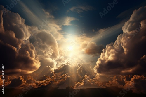 Canvas Print A divine light illuminates the clouds in a scene depicting Judgement Day
