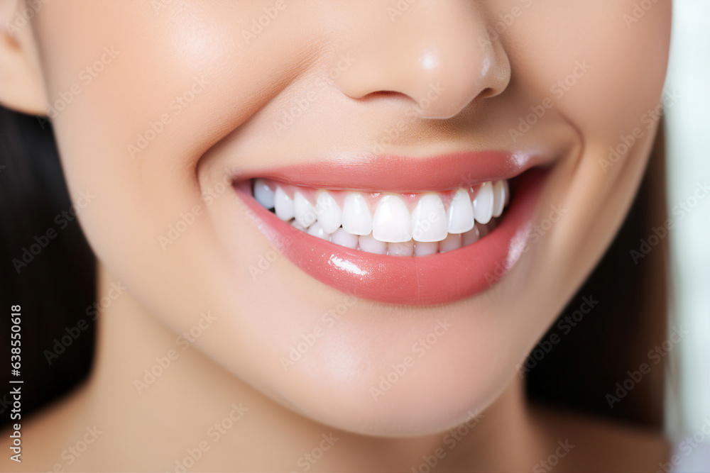 Φωτογραφία Generative AI concept close up cropped photo of woman mouth with perfect white b