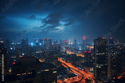 Cityscape in the Dark  Night Among Skyscrapers