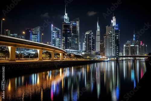 Cityscape Transformed by Skyscrapers at Night