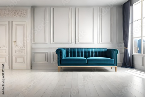 mock up poster frame in modern interior background, living room, Scandinavian...