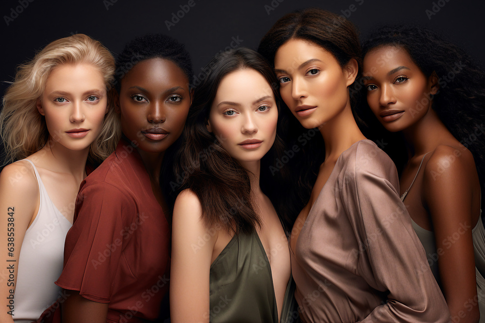 Generative AI portrait group of attractive female fashion models amazing appearance skin all races tones ethnicity Generative AI portrait group of attractive female fashion models amazing appearance skin all races tones ethnicity