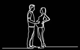 continuous line drawing vector illustration with FULLY EDITABLE STROKE - family life concept on black background