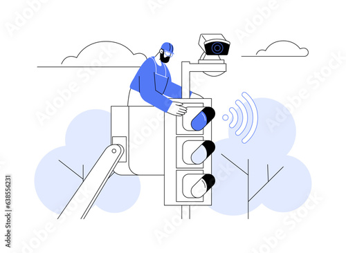 Smart traffic light abstract concept vector illustration.