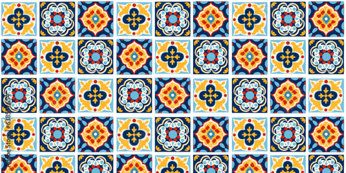 
Traditional Portuguese decorative tile color azulejos. Abstract background. Vector hand drawn illustration, typical portuguese tiles, ceramic tiles