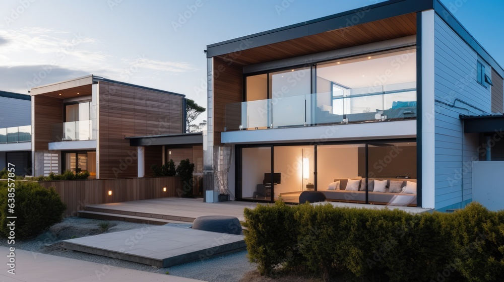 Modern beach house. Generative AI