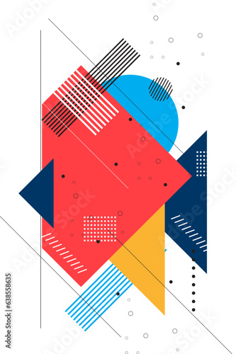 Abstract geometric background with triangles, lines and circles. Vector illustration.