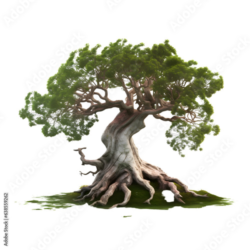 bonsai tree isolated on white background. 3d render illustration.