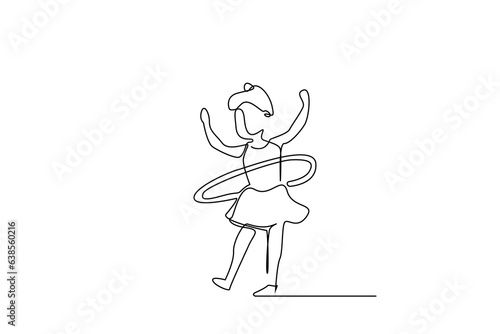 little girl hoop game fun play lifestyle line art